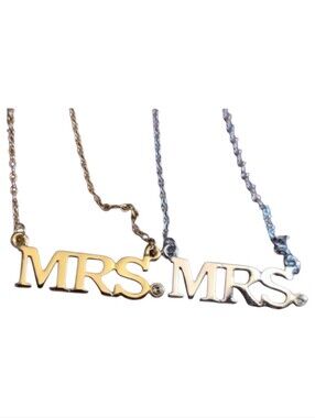 🥳4/$75!🥳 Wedding Gift! Dual-Tone MRS. Pendant Necklace — Gold Or Silver